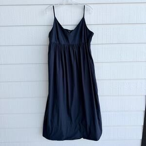 Quince navy XL organic cotton tiered maxi  sun dress